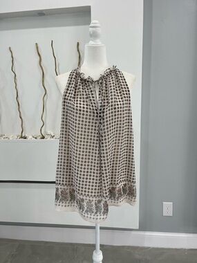 Max Edition Cream Blouse with Brown Floral Motif